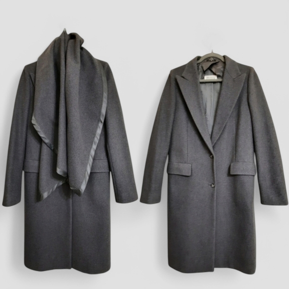 2 Piece MARGIELA Blanket Long Coat Detachable Collar Wool Cashmere Gray 42 6 - Picture 1 of 15